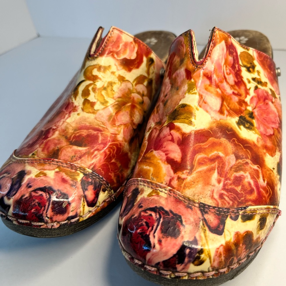 Rocky 4EurSole Floral Patent Leather Work Clogs‎ Mules Shoes Size 39 - Picture 3 of 12